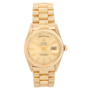 Rolex President Day-Date 18k Gold Barked Men's Watch 1807