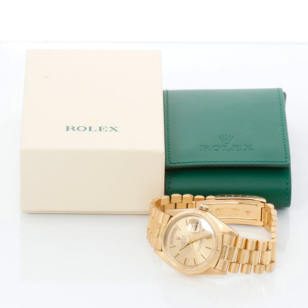 Rolex President Day-Date 18k Gold Barked Men's Watch 1807 – Image 6