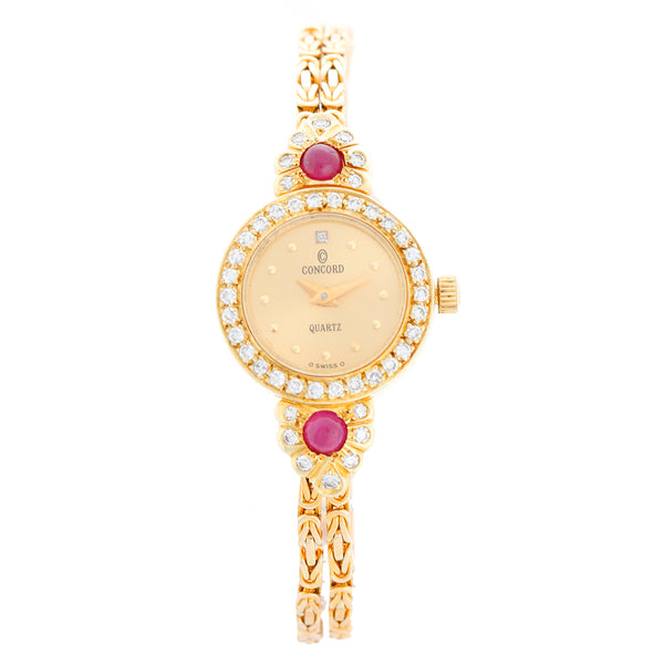 Concord 14K Yellow Gold Diamond and Ruby Ladies Dress Watch