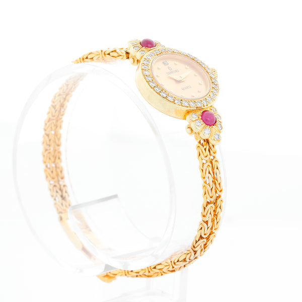 Concord 14K Yellow Gold Diamond and Ruby Ladies Dress Watch