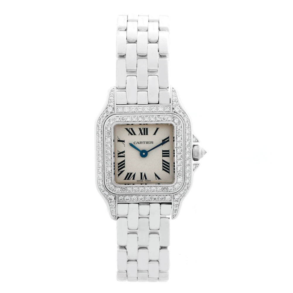 Cartier 18K White Gold Panther Ladies Diamond Watch 1660 WF3141B9