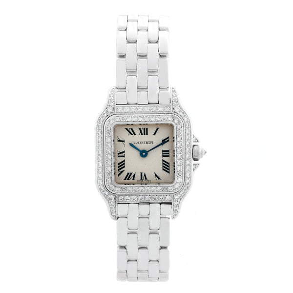 Cartier 18K White Gold Panther Ladies Diamond Watch 1660 WF3141B9