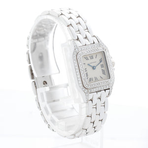 Cartier 18K White Gold Panther Ladies Diamond Watch 1660 WF3141B9