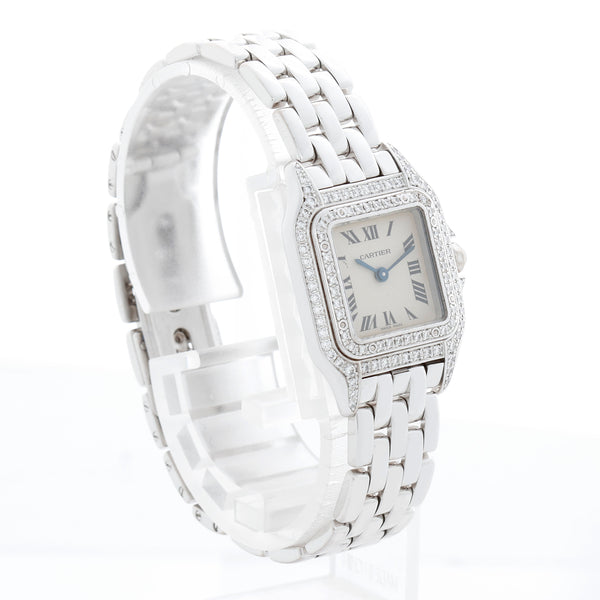 Cartier 18K White Gold Panther Ladies Diamond Watch 1660 WF3141B9