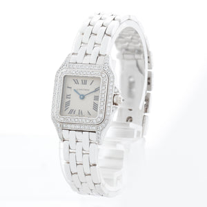 Cartier 18K White Gold Panther Ladies Diamond Watch 1660 WF3141B9