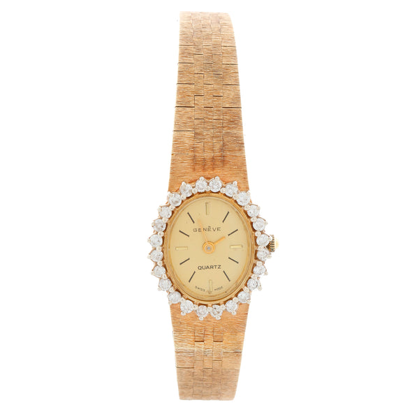 Ladies 14k Gold Geneve Diamond Dress Watch
