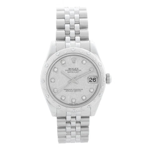 Rolex Datejust Midsize Ladies Steel Watch Silver Diamond Dial 178344
