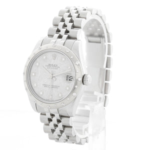 Rolex Datejust Midsize Ladies Steel Watch Silver Diamond Dial 178344