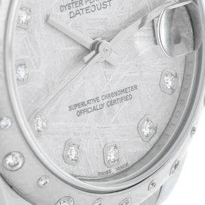 Rolex Datejust Midsize Ladies Steel Watch Silver Diamond Dial 178344