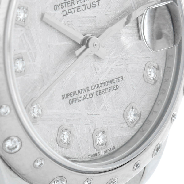 Rolex Datejust Midsize Ladies Steel Watch Silver Diamond Dial 178344