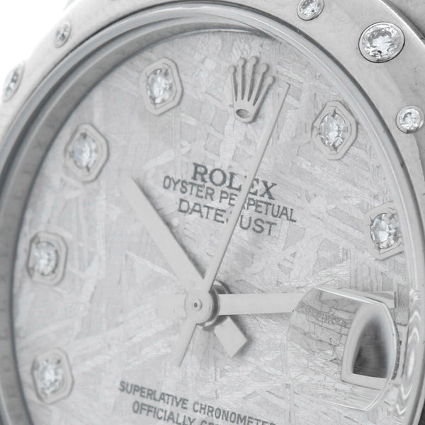 Rolex Datejust Midsize Ladies Steel Watch Silver Diamond Dial 178344