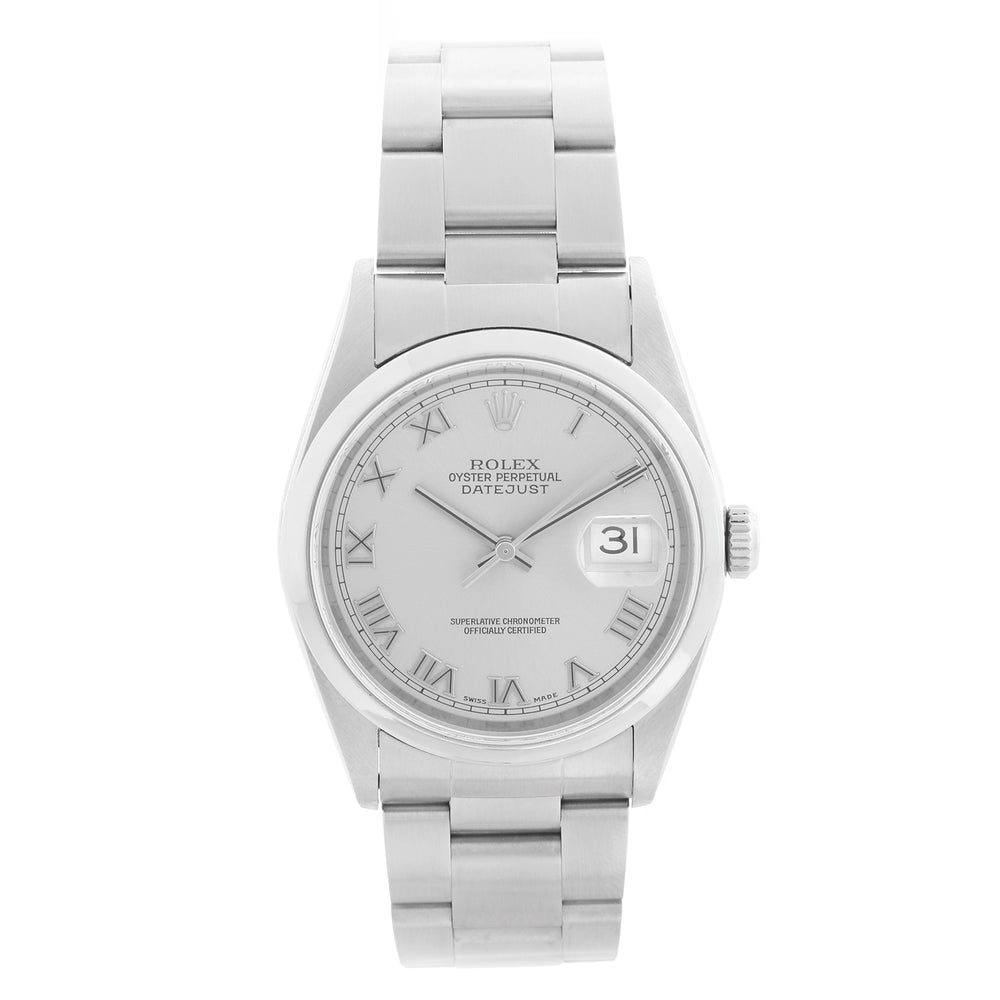 Rolex Datejust Men's Stainless Steel Automatic Watch Smooth Bezel 16200