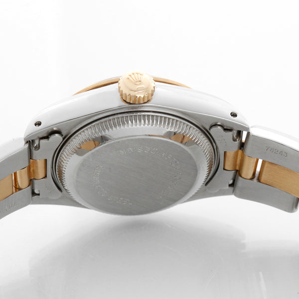 Rolex 2-Tone Datejust Watch 69173 Black Gold Roman Dial