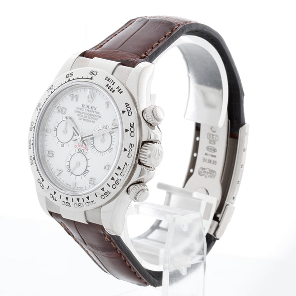 Rolex Cosmograph Daytona White Gold Watch 116519 White Dial – Image 2