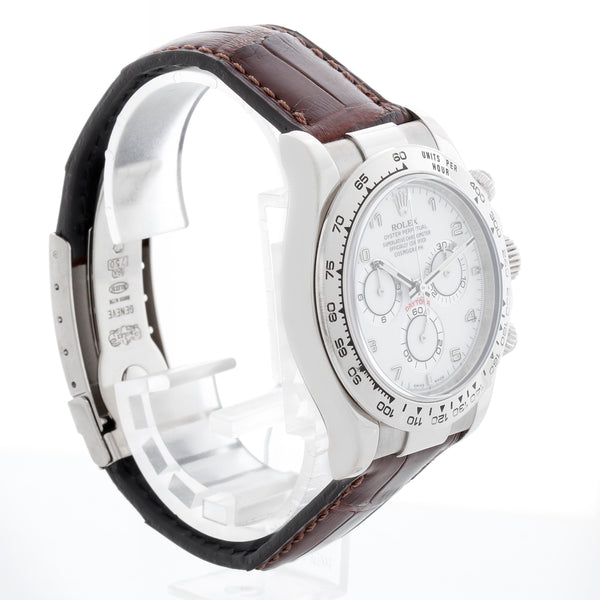 Rolex Cosmograph Daytona White Gold Watch 116519 White Dial – Image 3