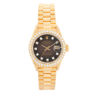 Ladies Rolex President 18k Gold Diamond Watch 69138