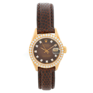 Ladies Rolex President 18k Gold Diamond Watch 69138