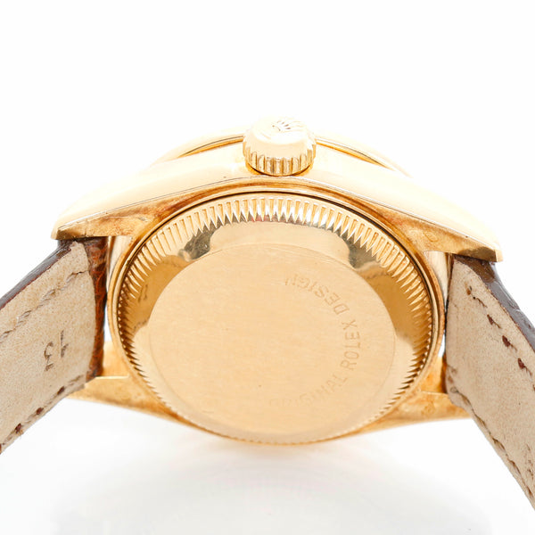 Ladies Rolex President 18k Gold Diamond Watch 69138