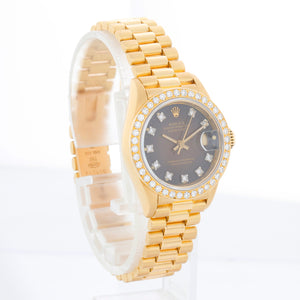 Ladies Rolex President 18k Gold Diamond Watch 69138