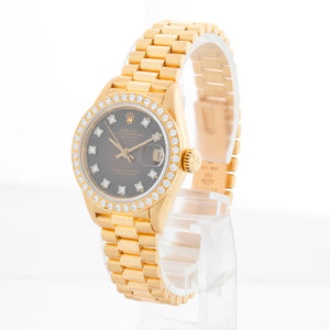 Ladies Rolex President 18k Gold Diamond Watch 69138