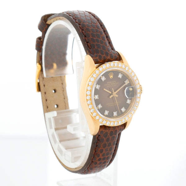 Ladies Rolex President 18k Gold Diamond Watch 69138