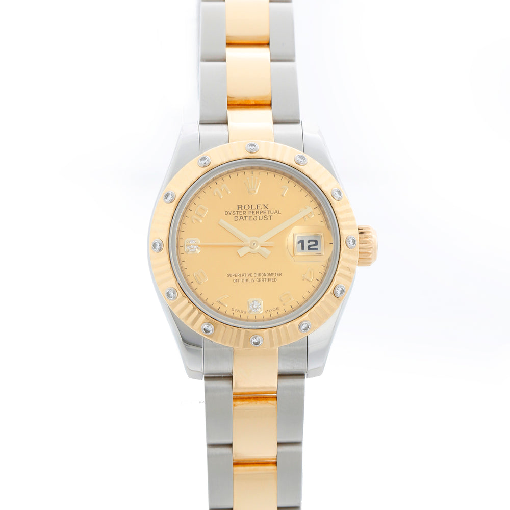 Rolex Ladies Datejust 2-Tone Diamond Watch 179313 Gold Champagne Mother of Pearl Dial