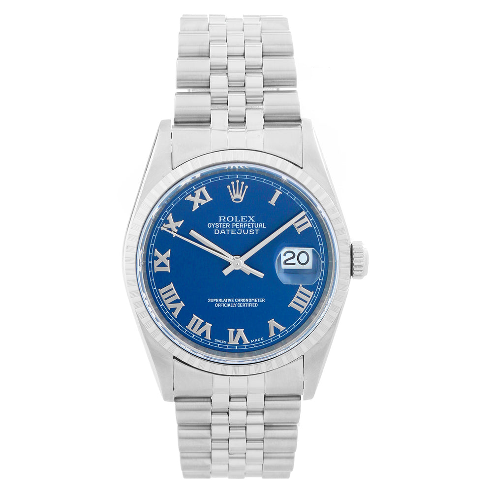 Men's Rolex Datejust Watch 16220 Stainless Steel  Blue Dial