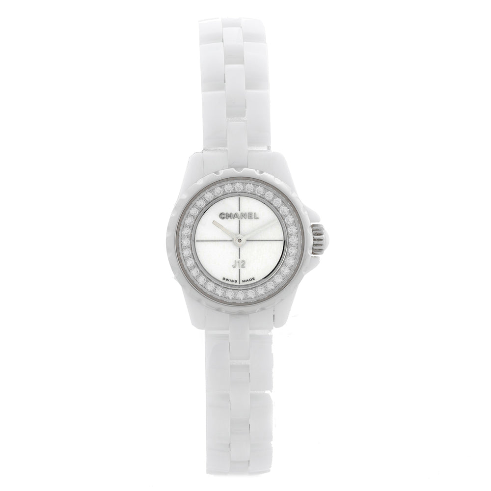 Chanel J12 White Ceramic Diamond Bezel Ladies XS Mini Watch H5237