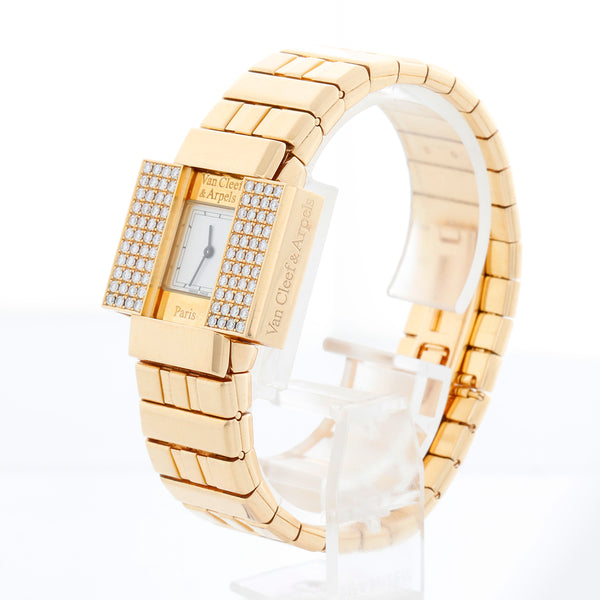 Extremely Rare And Collectable Van Cleef & Arpels Domino 39 Ladies Yellow Gold Diamond Dress Watch