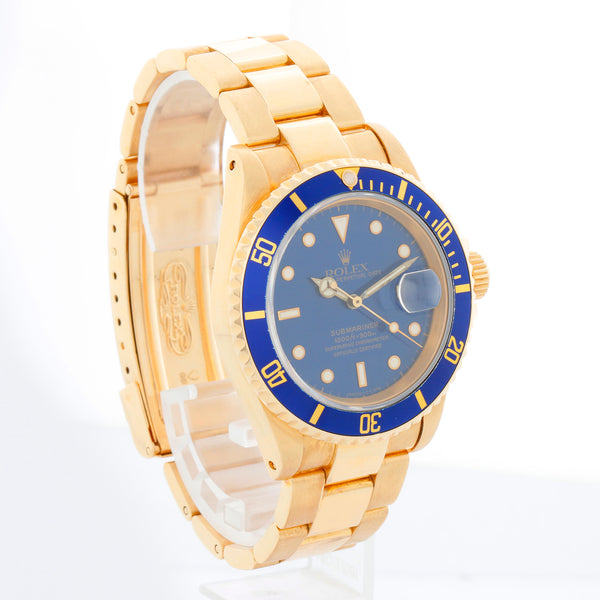 Rolex Submariner 18k Gold Men's Watch 16618 Blue Dial