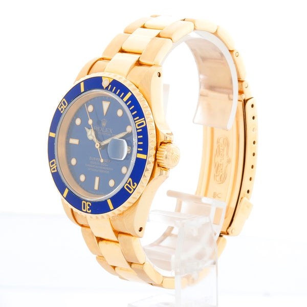 Rolex Submariner 18k Gold Men's Watch 16618 Blue Dial