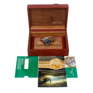 Rolex Submariner 18k Gold Men's Watch 16618 Blue Dial