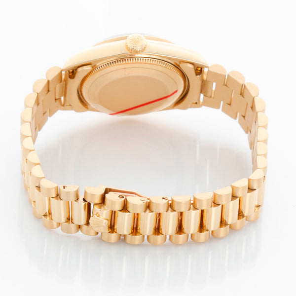 Rolex Midsize President 18K Yellow Gold  Black Dial Watch 68278