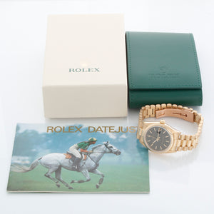 Rolex Midsize President 18K Yellow Gold  Black Dial Watch 68278