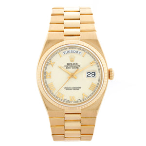 Rolex Oysterquartz President Day-Date Men's Cream Dial 18k Gold Watch 19018