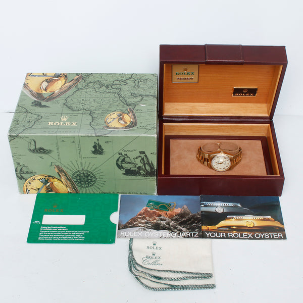 Rolex Oysterquartz President Day-Date Men's Cream Dial 18k Gold Watch 19018