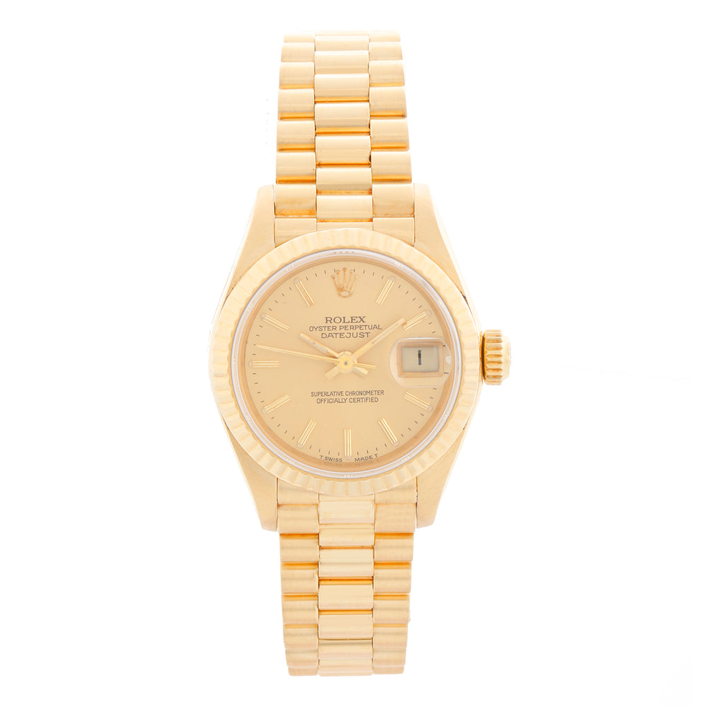 Rolex Ladies President 18k Yellow Gold Watch 69178 Champagne Dial