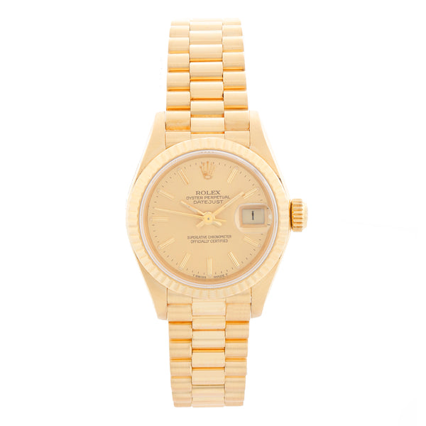 Rolex Ladies President 18k Yellow Gold Watch 69178 Champagne Dial