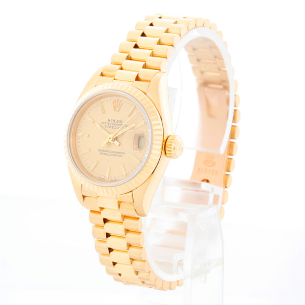 Rolex Ladies President 18k Yellow Gold Watch 69178 Champagne Dial