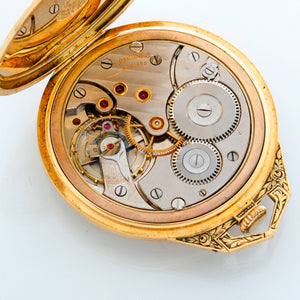 Longines 18k Gold  with Green Blue & Black Enamel Art Deco Pocket Watch With Chain