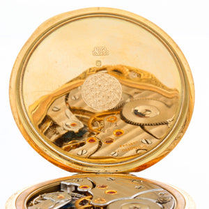 Longines 18k Gold  with Green Blue & Black Enamel Art Deco Pocket Watch With Chain