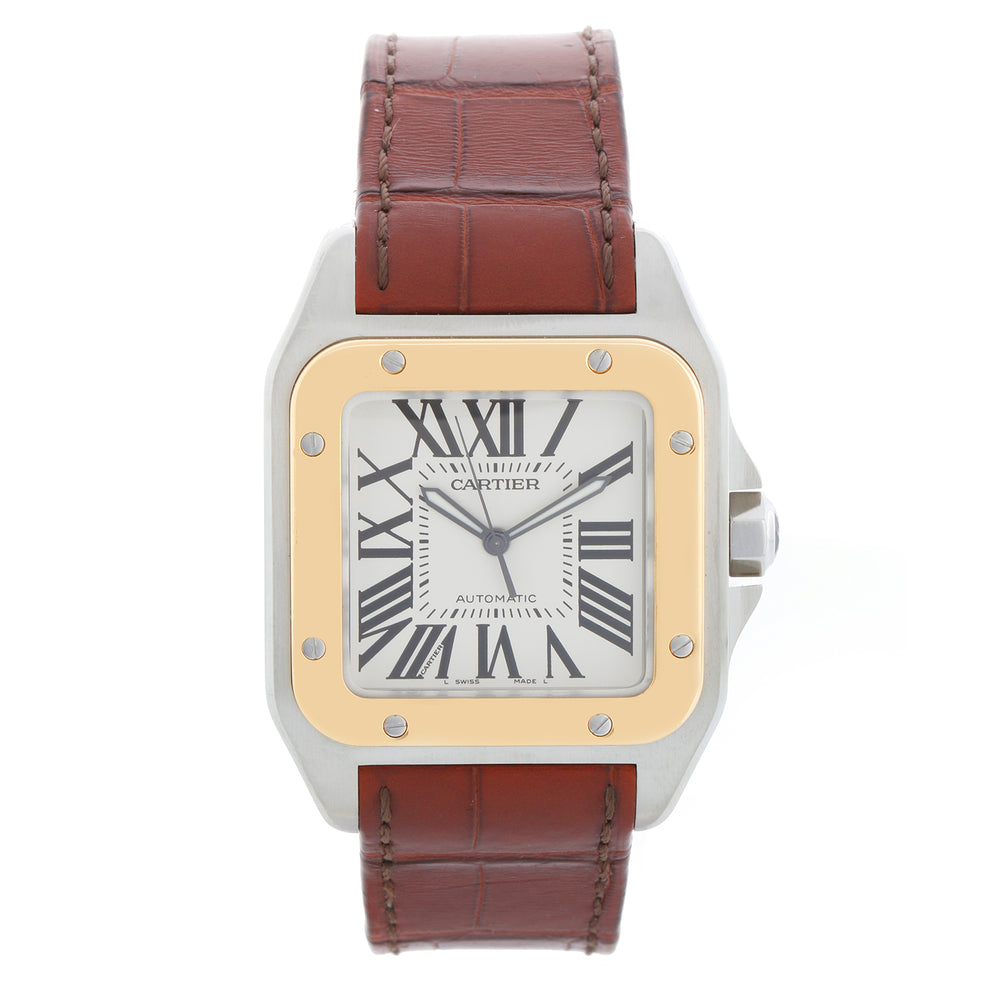 Cartier Stainless Steel and 18K Yellow Gold Santos 100 Men's Watch W20072X7 2656