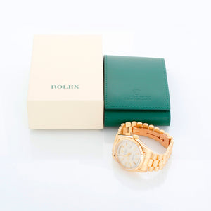 Rolex President Day-Date Men's 18k Yellow Gold Watch 18038 Silver Dial