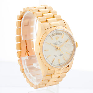 Rolex President Day-Date Men's 18k Yellow Gold Watch 18038 Silver Dial