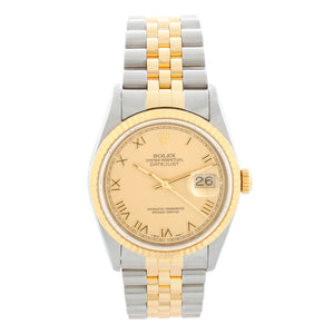 Men's 2-Tone Steel & Gold Rolex Datejust Watch 16233 Champagne Dial