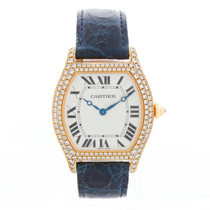 Cartier Tortue Large Ladies Yellow Gold Factory Diamond Case Ref 2496