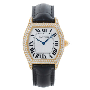Cartier Tortue Large Ladies Yellow Gold Factory Diamond Case Ref 2496