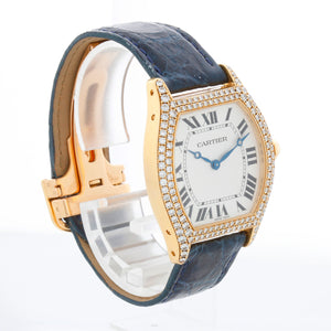 Cartier Tortue Large Ladies Yellow Gold Factory Diamond Case Ref 2496