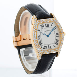 Cartier Tortue Large Ladies Yellow Gold Factory Diamond Case Ref 2496