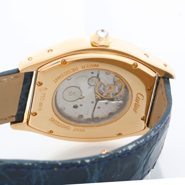 Cartier Tortue Large Ladies Yellow Gold Factory Diamond Case Ref 2496